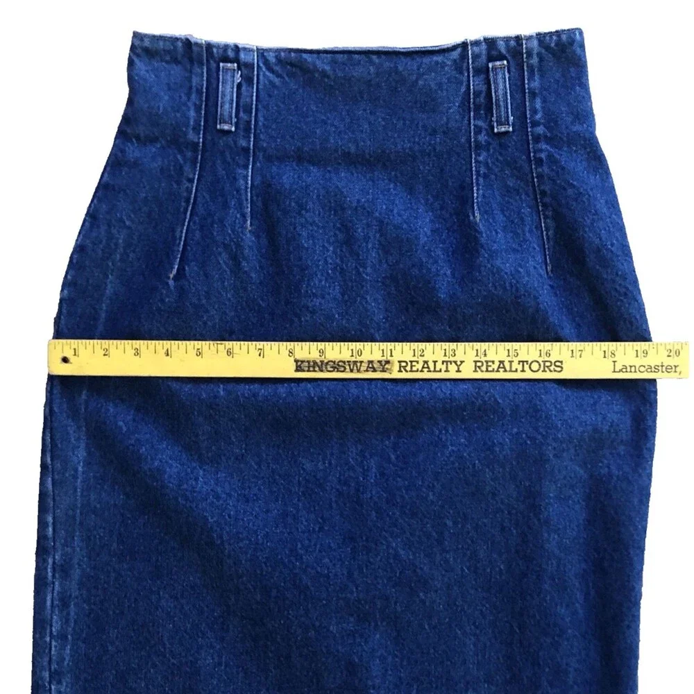 Hunt Club High Waisted Denim Maxi Pencil Skirt Womens Sz 8 VTG 80s Classic Jeans